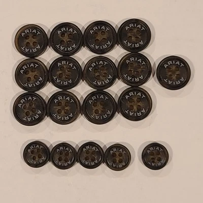 Ariat Shirt 4 Hole Buttons 18 Total Buttons Black / Brown Front & Sleeves Spare - Image 1 of 4