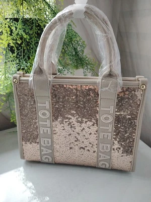 Damen Pailletten Tasche mit Schulterriemen Neu - Bild 1 von 4