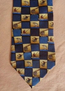 ESPN Mens Necktie Silk Fishing Pattern -BR - Picture 1 of 2