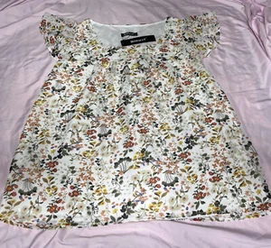 Allegra K Top Women's XL Ruffle Sleeve Floral Square Neck Blouse Sleeveless NEW - Picture 1 of 7