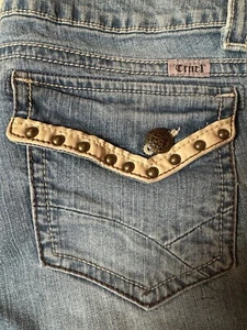 Cruel Girl Kadee Studded Flap Pocket Low Rise Bootcut Womens 15S Jeans Y2K - Picture 1 of 11