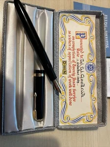 Vintage Black Parker Maxima Duofold Fountain Pen 14k Nib With Box And History - Picture 1 of 11