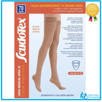 823 AUTOREGGENTE 70 DENARI PUNTA APERTA UNISEX CALZE COMPRESSIONE GRADUATA - Immagine 1 di 2