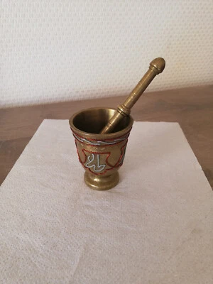 Mortier et Pilon Décoré en Laiton VintageSigné Dany - Photo 1/4