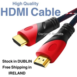 HDMI High Speed Cable Gold Plated Nylon Braided Lead 1m/2m/5m HD 1080p HD - Picture 1 of 2