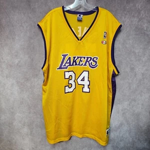 Vintage 90s Champion Los Angeles Lakers Shaquille O'Neal 34 Jersey Mens 52 2XL - Picture 1 of 7