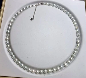 Quality freshwater pearl necklace Sliver Blue 6.5mm S925 Sterling Sliver (P0014) - Picture 1 of 6