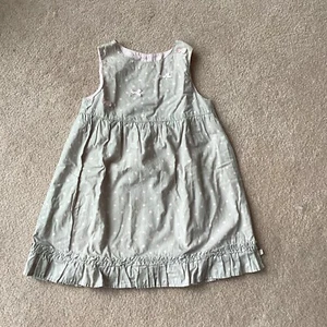 JEAN BOURGET GIRLS 6 LINED SUNDRESS, PINK POLKA DOTS ON TAUPE, RUFFLE HEM, BOWS - Picture 1 of 4