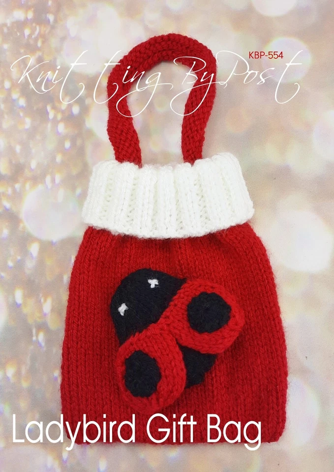 New Knitting Pattern Ladybird Gift Bag  Knitting by Post Original New A5 Leaflet - Image 1 of 4
