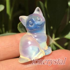 Geschnitzter Opalit Katzenschädel Mini Quarz Kristall Schädel Tier Skulptur Geschenk 1 Stück - Bild 1 von 12
