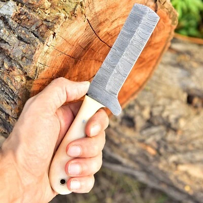 DAMASCUS STEEL KNIFE HUNTING SURVIVAL OUTDOOR RESCUE BULL CUTTER KNIFE FULL TANG - Image 1 of 4