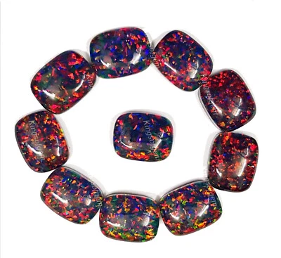 115 TO 180 Ct 10 PC Ethiopian Black Fire Opal Doublet Cushion Loose Gemstone - Image 1 of 4