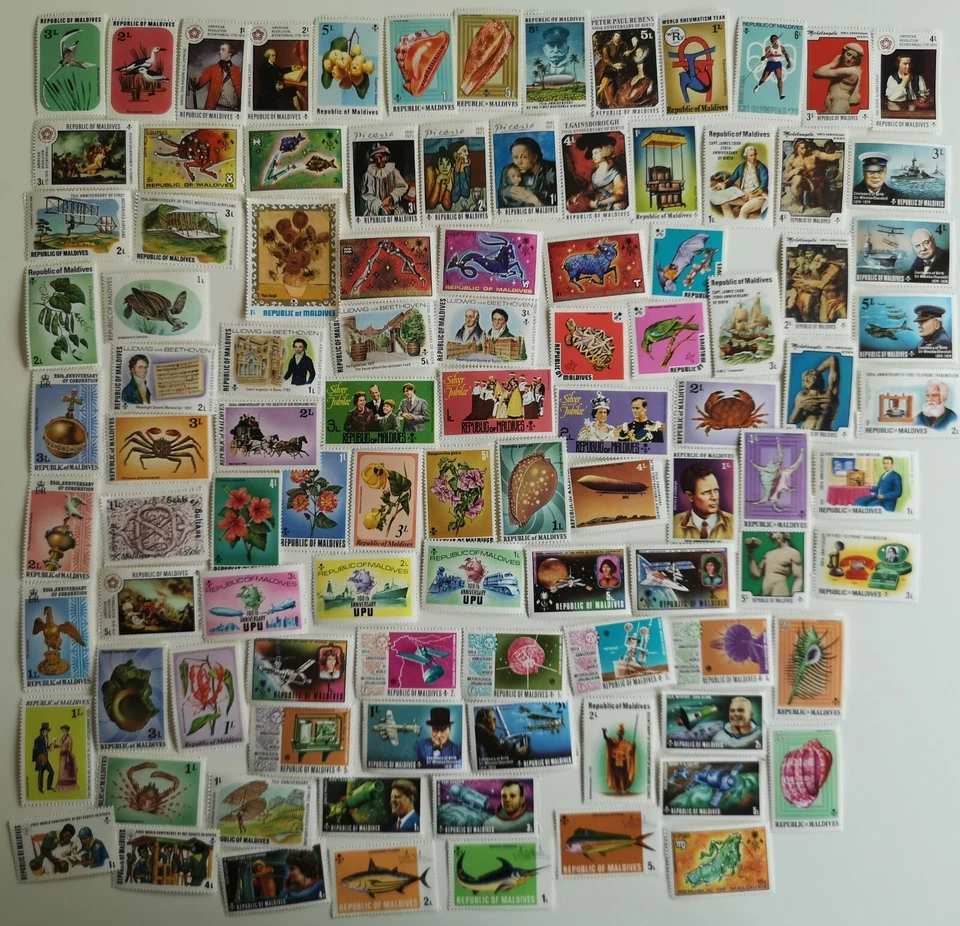 Colección de estampillas de Maldivas - 100 a 500 estampillas diferentes Foto 1 de 1