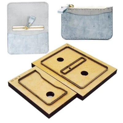 Zippered Card Holder Case Leather Cutting Die Coin Wallet Pouch Purse Template - Image 1 of 4