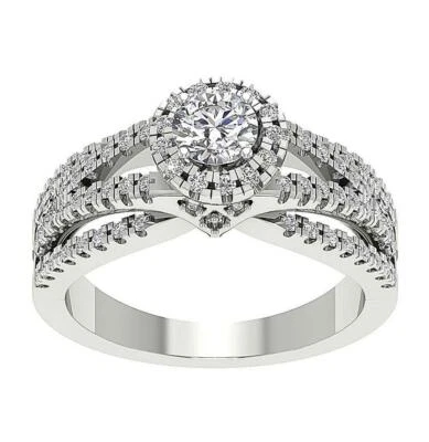 I1 G 1.25 Ct Natural Diamond Halo Solitaire Anniversary Ring 14K Gold 8.65 MM - Image 1 of 4