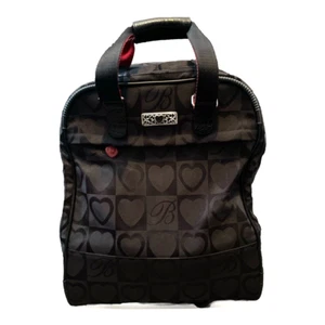 Brighton Rolling Weekender Bag Luggage Handles Signature Hearts Black Red Lining - Picture 1 of 14