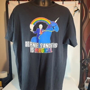 Bernie Sanders is Magical Rainbow Unicorn T-Shirt Black Men's Size XL - Picture 1 of 5