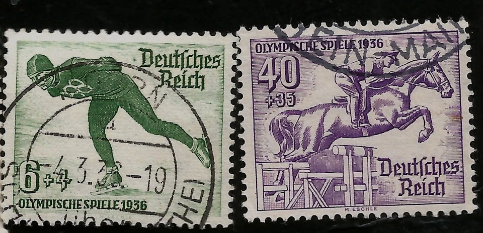 1936 Berlin Olympic Games Skating & Horse Riding Equestrian Nazi Germany Stamps - Image 1 of 1