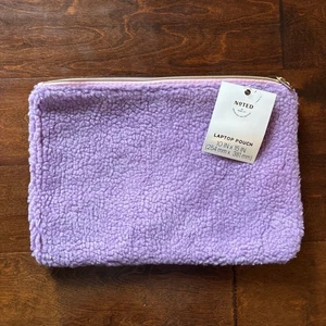 NEW Noted By Post It Laptop Pouch Lavender Purple Fuzzy Zipper 10 in x 15 in - Picture 1 of 5