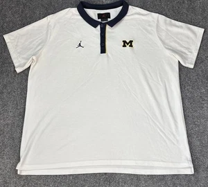 VTG Nike Air Jordan Jumpman Michigan Wolverines White Blue Polo Shirt Sz. XXL - Picture 1 of 8