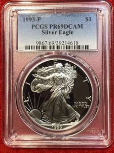 1993-P $1 American Silver Eagle PCGS PR69DCAM - Picture 1 of 2