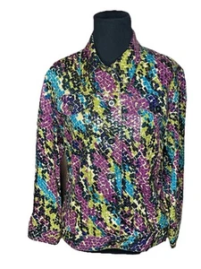 Ruby Rd.  Abstract Jacket Size 10 Shiny City Office Wear Color Art Unique NWOT - Picture 1 of 6