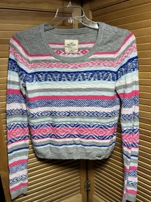 Suéter Hollister para mujer mediano, rosa/azul/gris, suéter de manga larga Foto 1 de 4