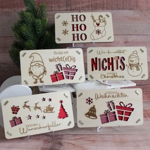 ♥ Geldgeschenk Weihnachten | Weihnachtskarten aus Holz | kleiner Wunscherfüller - Bild 1 von 18