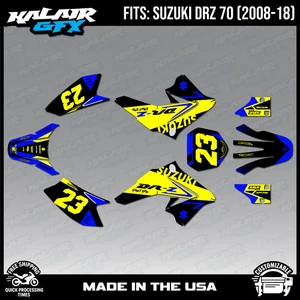 Graphics Decal Kit for Suzuki DRZ70 (2008-2018) Evader Series - Blue Yellow - Picture 1 of 4