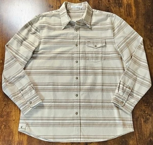 Criquet Men’s Pearl Snap Brown White Blanket Striped JR Shirt Pocket Size XL  - Picture 1 of 7