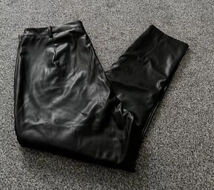 Boohoo Black Faux Leather Look Skinny Biker Trousers Pants - Ladies Size UK 22 - Picture 1 of 6