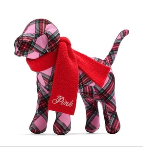 VICTORIA SECRET  2025 HOLIDAY PINK MINI DOG WEARING A RED SCARF NWT - Picture 1 of 3