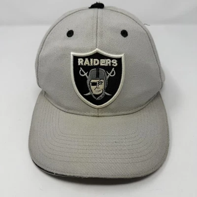 Vintage Los Angeles Raiders Hat Cap Strap Back Drew Pearson Gray Black NFL - Image 1 of 4