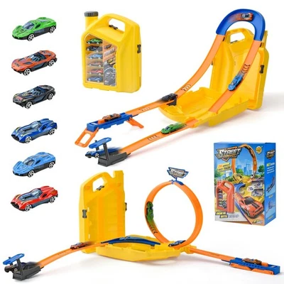 LTFIOON Autorennbahn für Kinder, Auto Spielzeug mit 6 Autos Looping Track, Au...