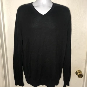 Maglione Banana Republic scollo a V seta cashmere uomo XXLT alto nero manica lunga - Foto 1 di 7