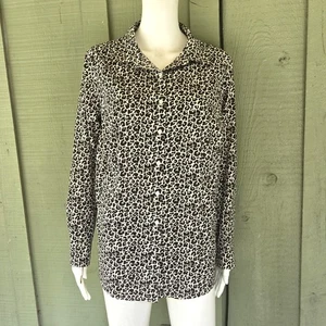 TALBOTS Leopard Print Cotton Button Down Shirt Top 16W Petite - Picture 1 of 4