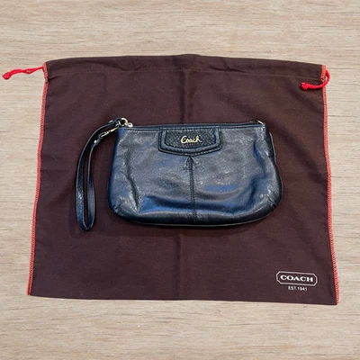Coach Black Leather Wristlet Purse with Dust Bag Vintage Y2K Designer - Image 1 of 4