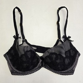 Agent Provocateur Bra Size 34C Black Lace Mesh Bow Detail Sexy Womens Balconette