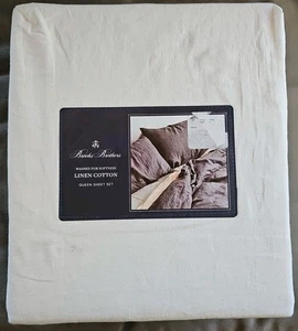 Brooks Brothers Linen Cotton White Queen Sheet Set Washed for Softness New! - Picture 1 of 3
