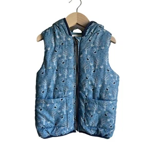 Copper Key Girls Size 4/5 Blue Swan Fleece Lined Full Zip Hoodie Vest - Picture 1 of 7