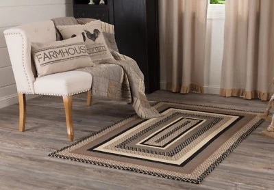 Alfombra trenzada rectangular ecológica tonos tierra marrón aserradero molino Foto 1 de 3