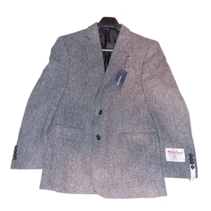 NWT Stafford Harris Tweed Classic Fit Soft Sport Coat Mens Gray Herringbone 40R - Picture 1 of 8
