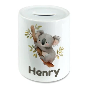 Acuarela personalizada para niños koala caja de ahorro de dinero alcancía. Cualquier nombre - Imagen 1 de 2