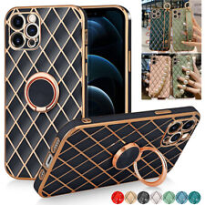 Soft TPU Rhombus Case Cover Metal Ring Kickstand for iPhone 11 12 13 Pro Max XS