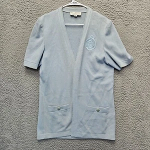 Cárdigan suéter gris St. John by Marie para mujer talla mediana frente abierto mezcla de lana - Imagen 1 de 12