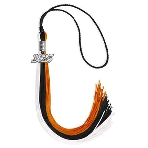Endea Graduation Black/Orange/White Tassel with Silver Date Drop - Picture 1 of 17