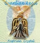 Guardian Angel 18 Inch Necklace With Crystal Stone in Gold & Silver Plate NEW