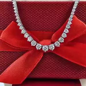 12Ct Round Moissanite Graduating Stackable Tennis Necklace 14K White Gold Over - Picture 1 of 9