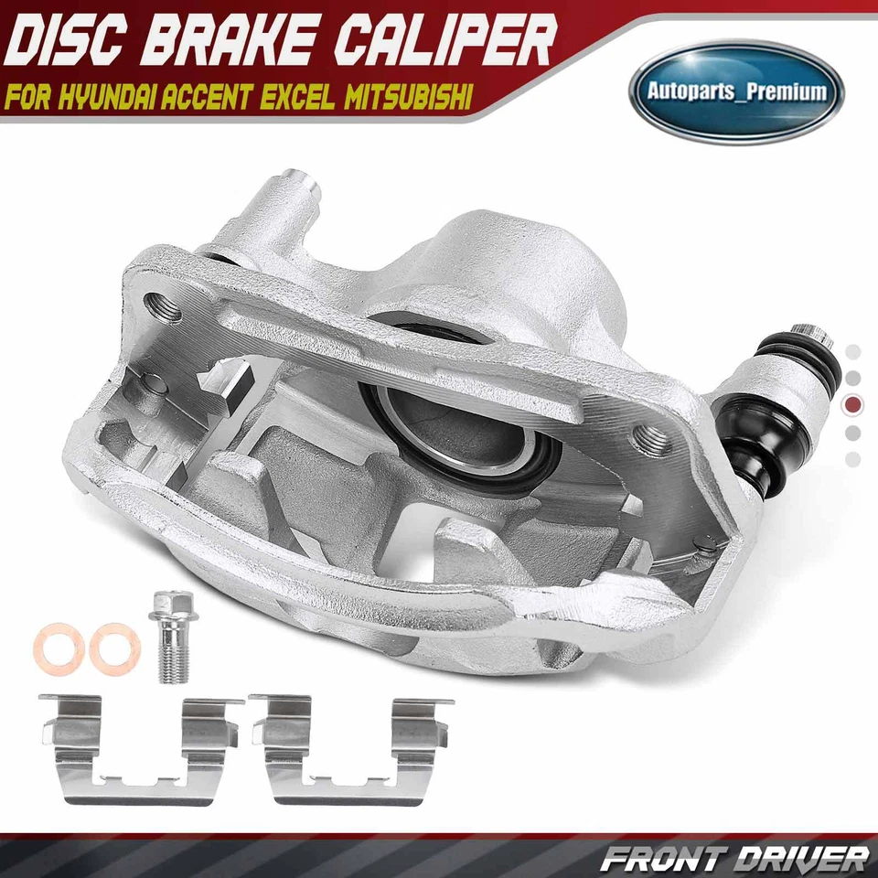 Pinza de freno de disco del conductor delantero con soporte para Hyundai Accent Excel Mitsubishi Foto 1 de 4
