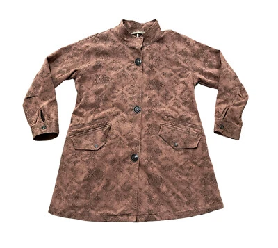 Free People Bohemian Boho Hippie Brown Patterned Jacket Big Buttons Size Small - Image 1 of 4